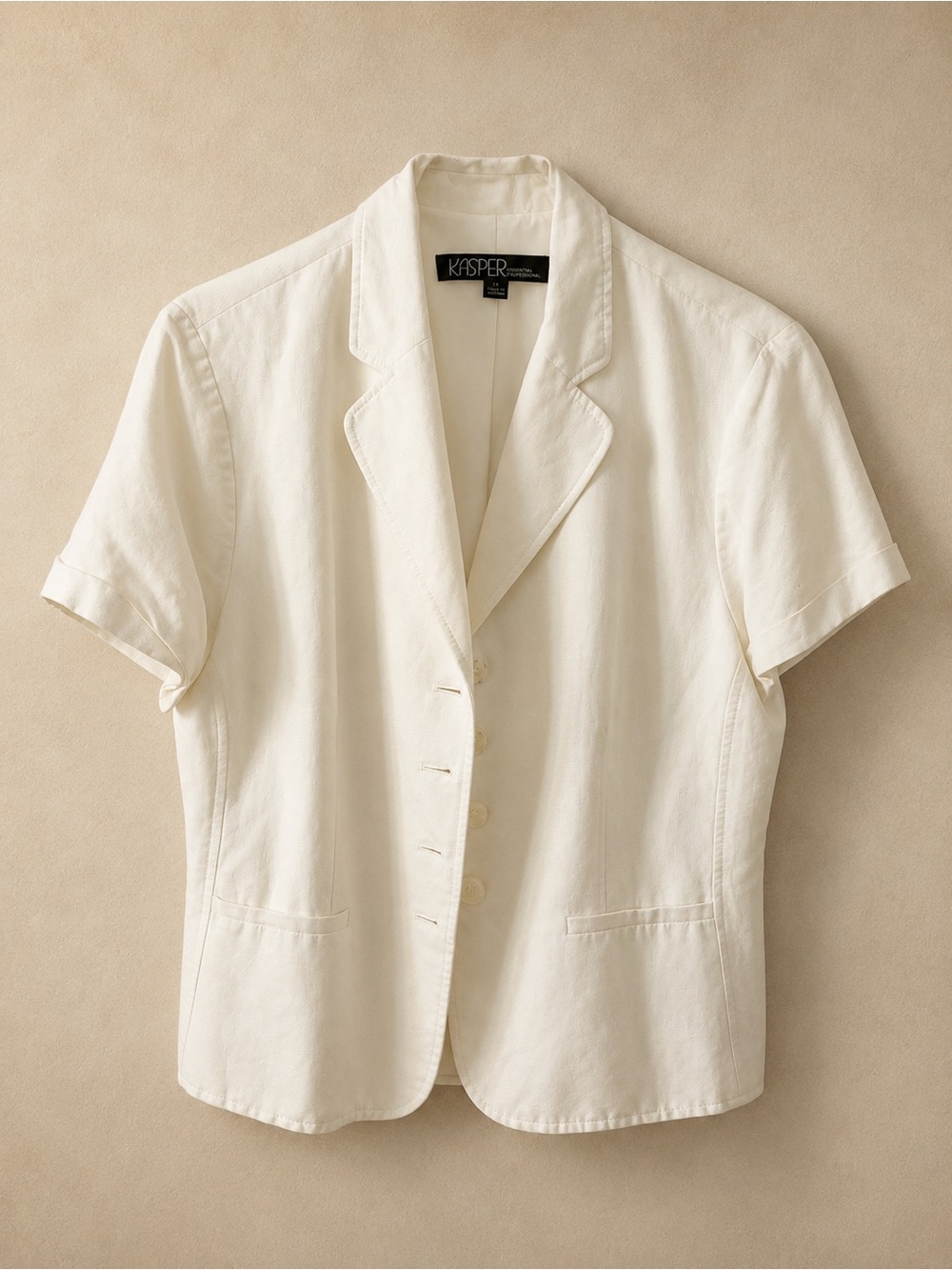 Kasper White Short-Sleeve Linen-Blend Blazer - Picture 2 of 5